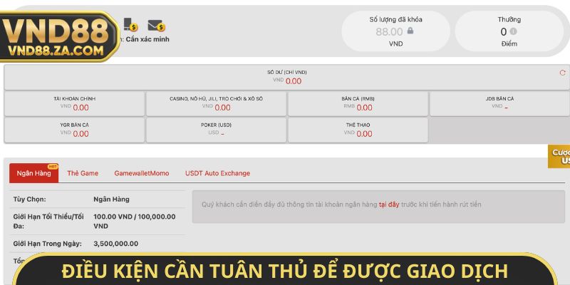 Điều kiện cần tuân thủ để được giao dịch