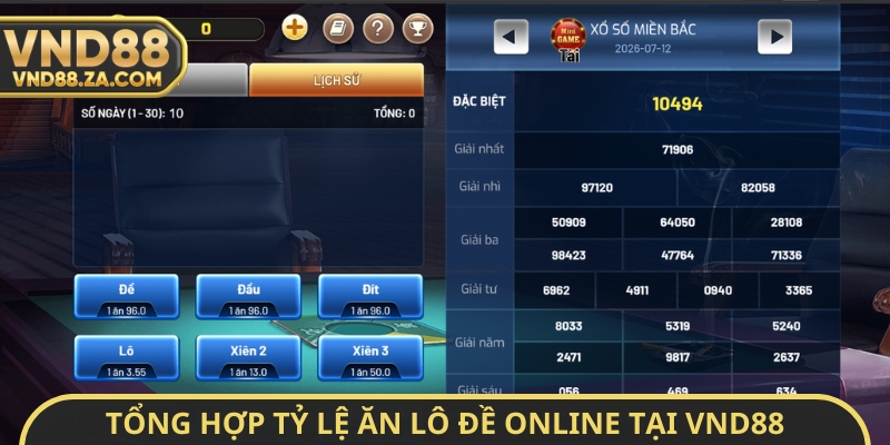 Tổng hợp tỷ lệ ăn lô đề online tại VND88